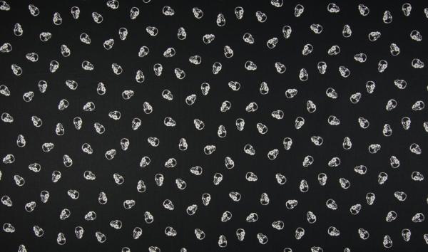 Baumwollstoff Skulls black-white